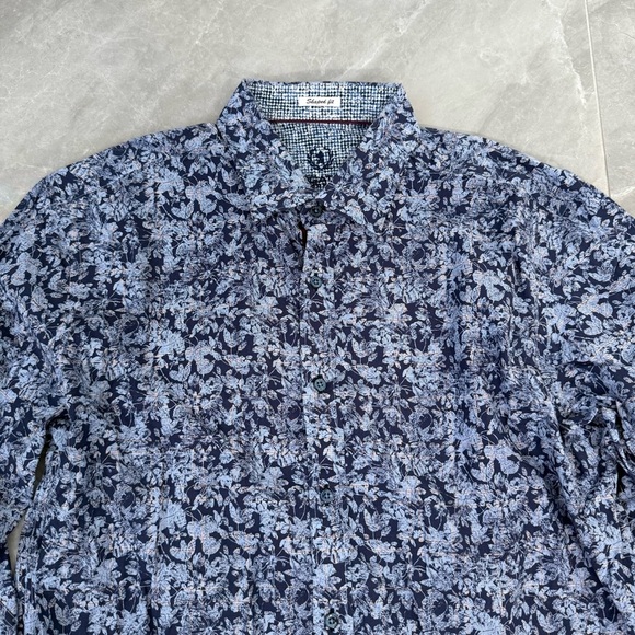 Men’s Bugatchi Floral Patterned Long Sleeve Button Down Dress Shirt Shaped Fit - Picture 2 of 16